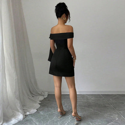 Damen Minikleid Schulterfrei mit Schleifenverschluss Elegantes Design