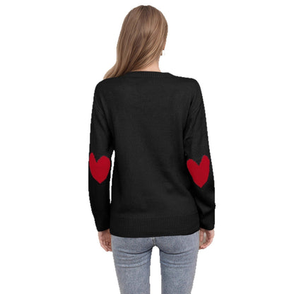 Damen Strickpullover Herzmotiv Lässiger Schnitt