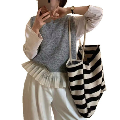 Damen Pullover Rüschensaum Modern Eveloria