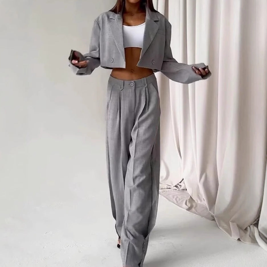 Damen Oversized Blazer Ensemble mit hoch taillierten Hosen Eveloria