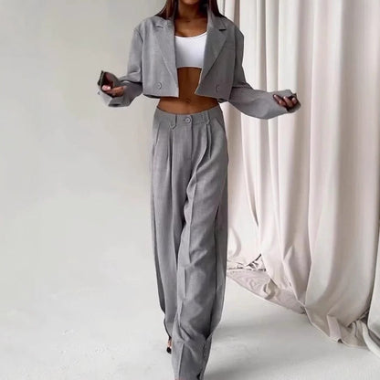 Damen Oversized Blazer Ensemble mit hoch taillierten Hosen Eveloria