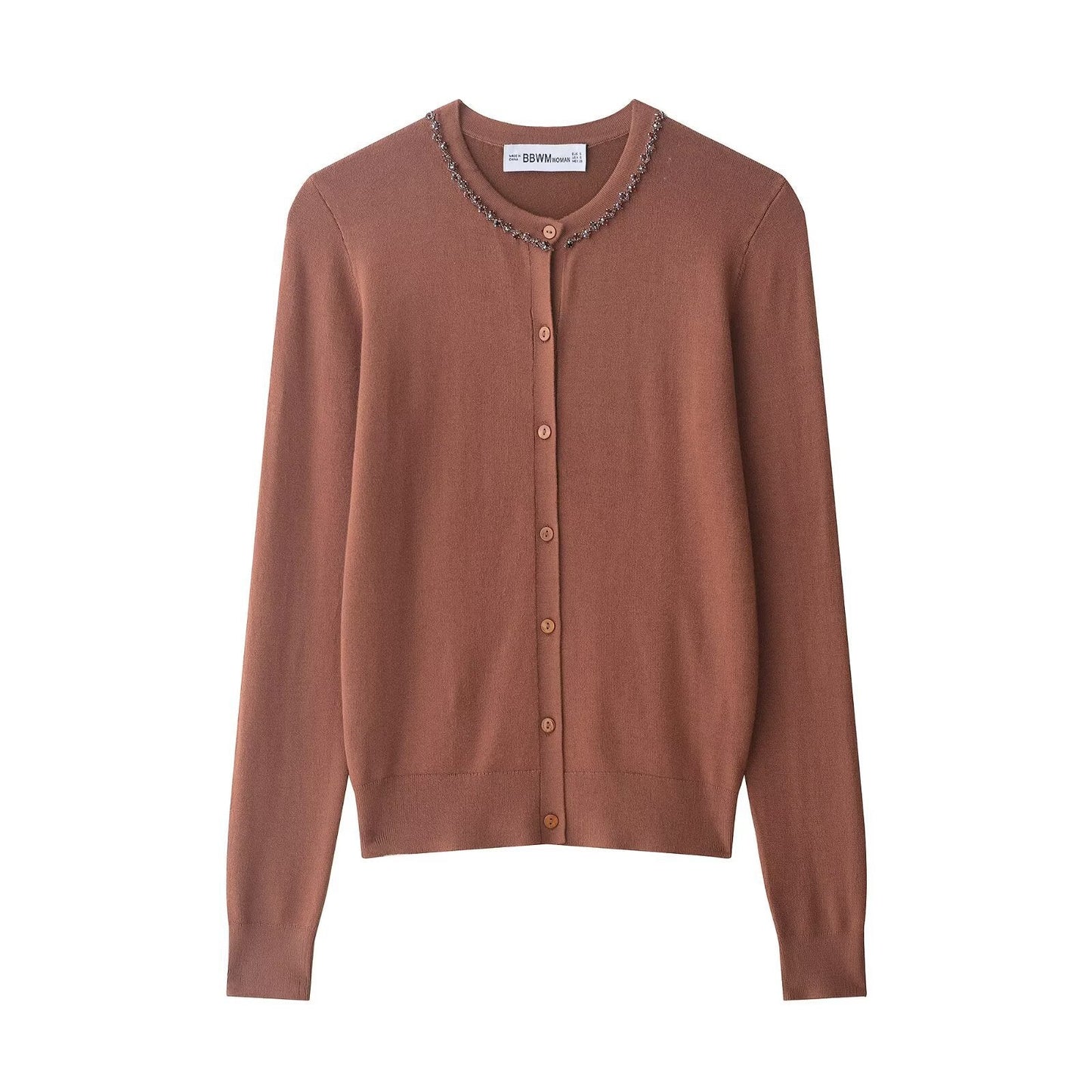 Damen Strickcardigan mit Perlenverzierung Elegantes Design Schwarz - Eveloria