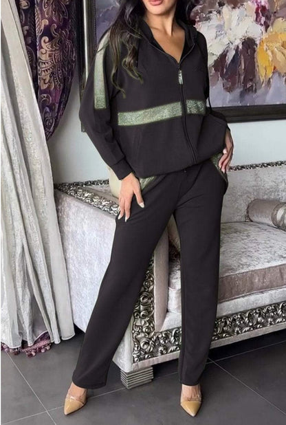 Damen Sportanzug-Set Lässig Mit Taschen Eveloria