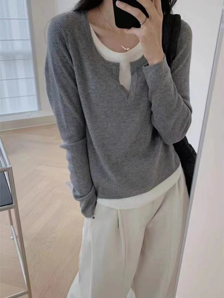 Damen Feinstrickpullover V-Ausschnitt Raglanärmel