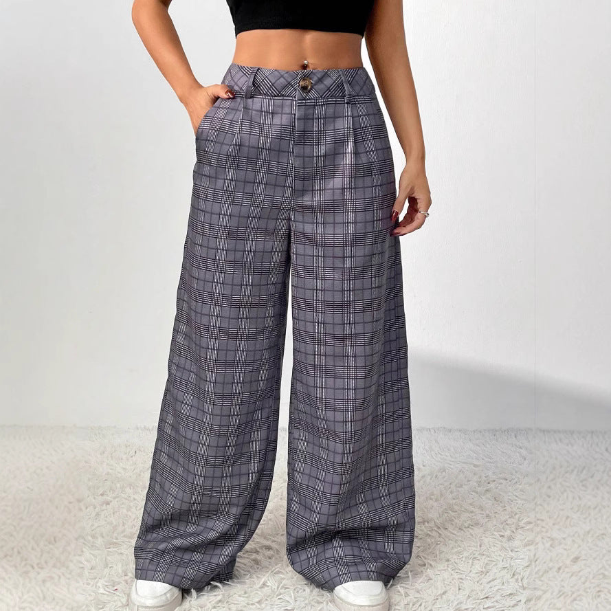 Damen Karierte Weite Hose Eveloria - Eveloria
