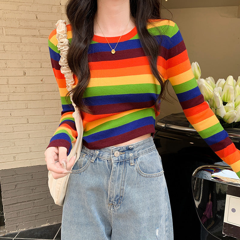 Damen Crop- Kurzärmelig Gestreift Eveloria - Eveloria