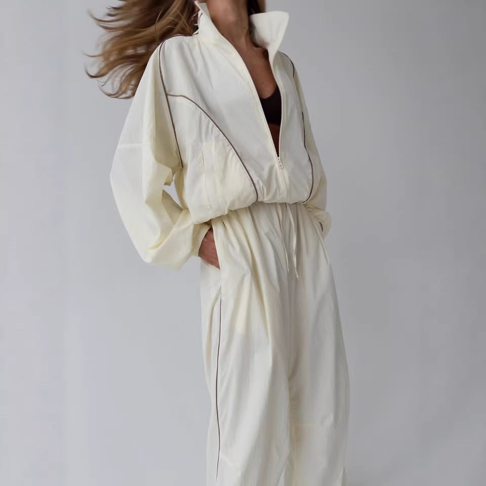 Damen Relax-Anzug Stehkragen Weite Hose Eveloria