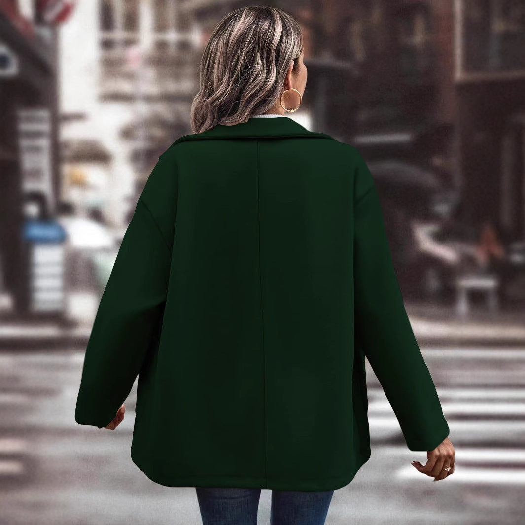 Damen Oversized-Jacke Knopfdetails Praktische Taschen Eveloria