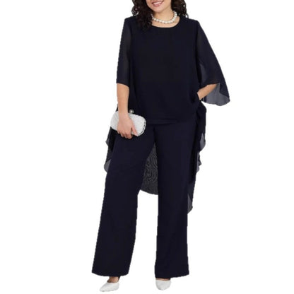 Damen Tunika mit transparenter Überlagerung und elegante Hose