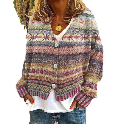 Damen Kurzstrickjacke Verspielt Muster Elegante Knöpfe