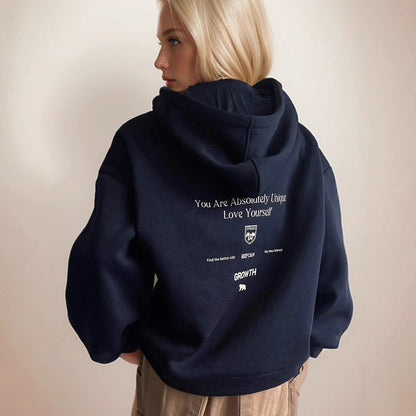 Damen Kapuzenpullover Bequem Motivierender Schriftzug Grau Eveloria - Eveloria