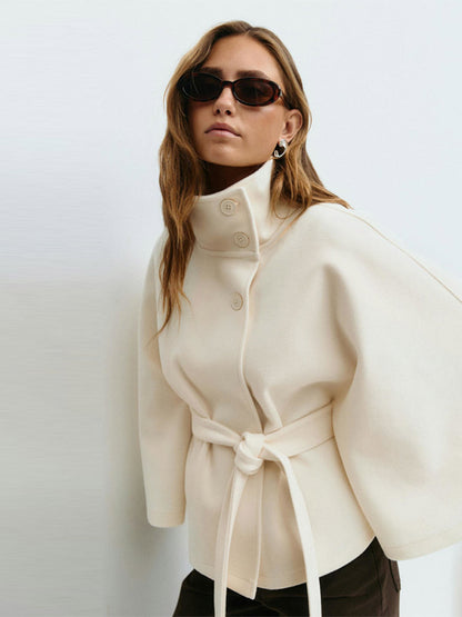 Damen Cape-Jacke mit Gürtel Elegantes Design
