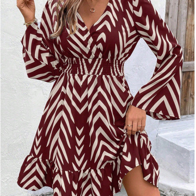 Damen Wickelkleid Voluminöser Rock Eveloria