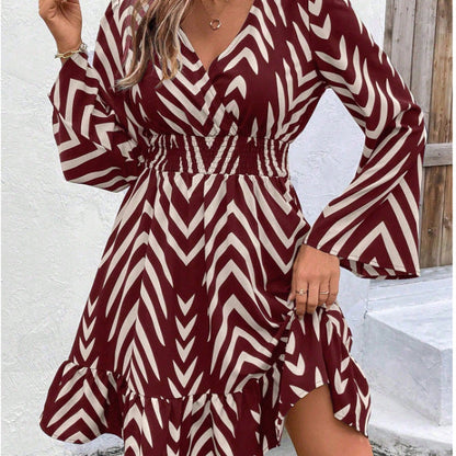 Damen Wickelkleid Voluminöser Rock Eveloria