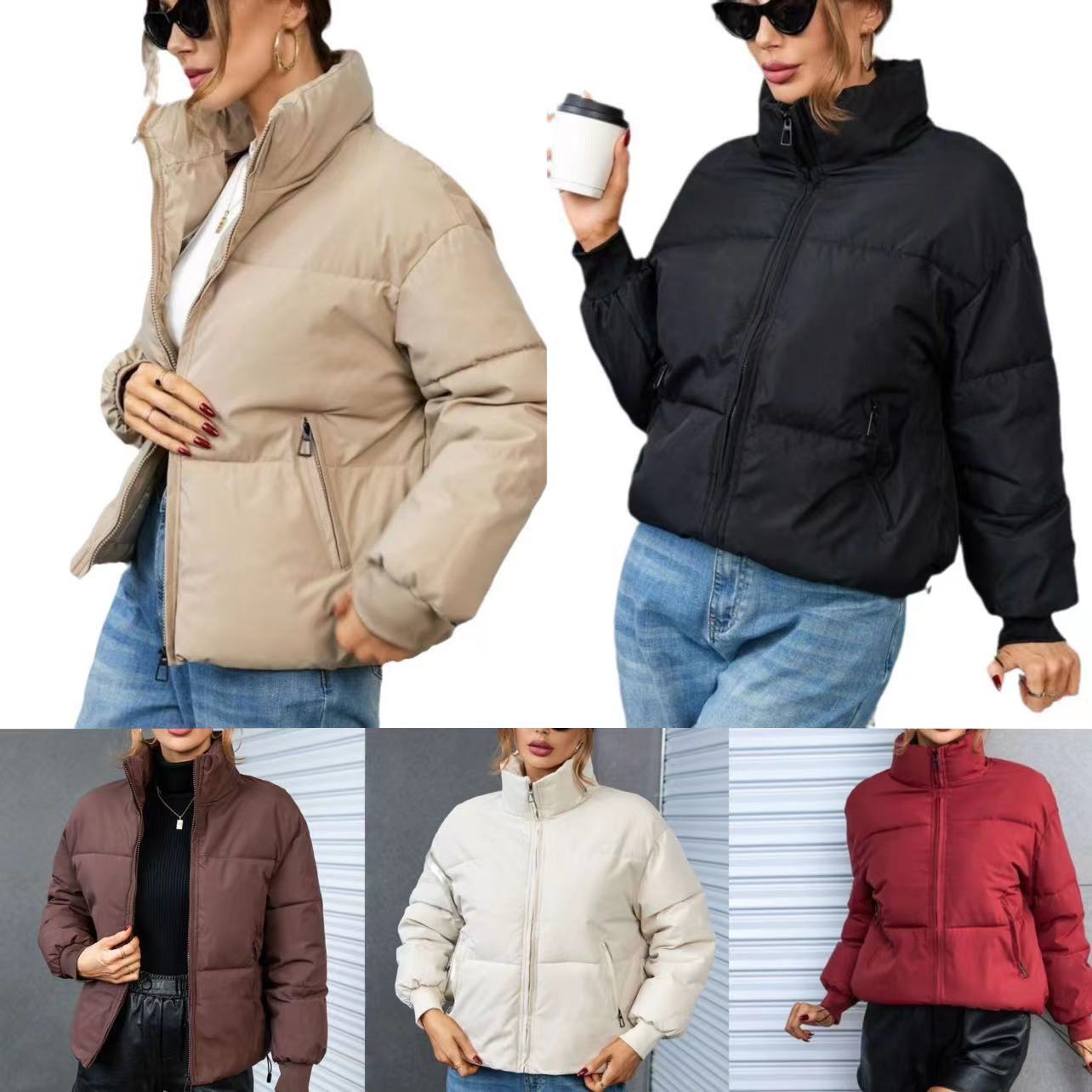 Damen Winterjacke Gesteppt Sportlich Hochkragen Schwarz Eveloria - Eveloria