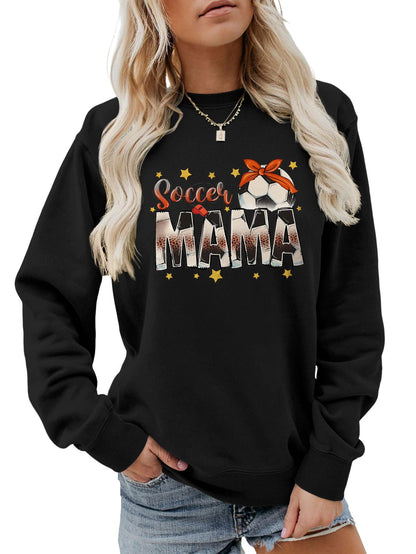 Damen Sweatshirt Soccer Mama Aufdruck Bequem Grau Eveloria