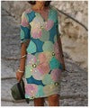 Damen Kleid mit V-Ausschnitt Florales Muster Eveloria