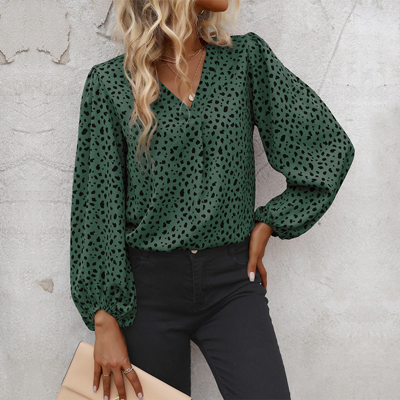 Damen Bluse Puffärmel Grafisches Muster