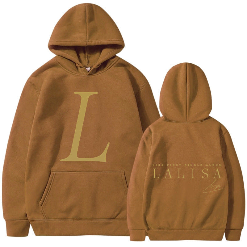 Damen Kapuzensweater mit Initialen-Print und Kängurutasche