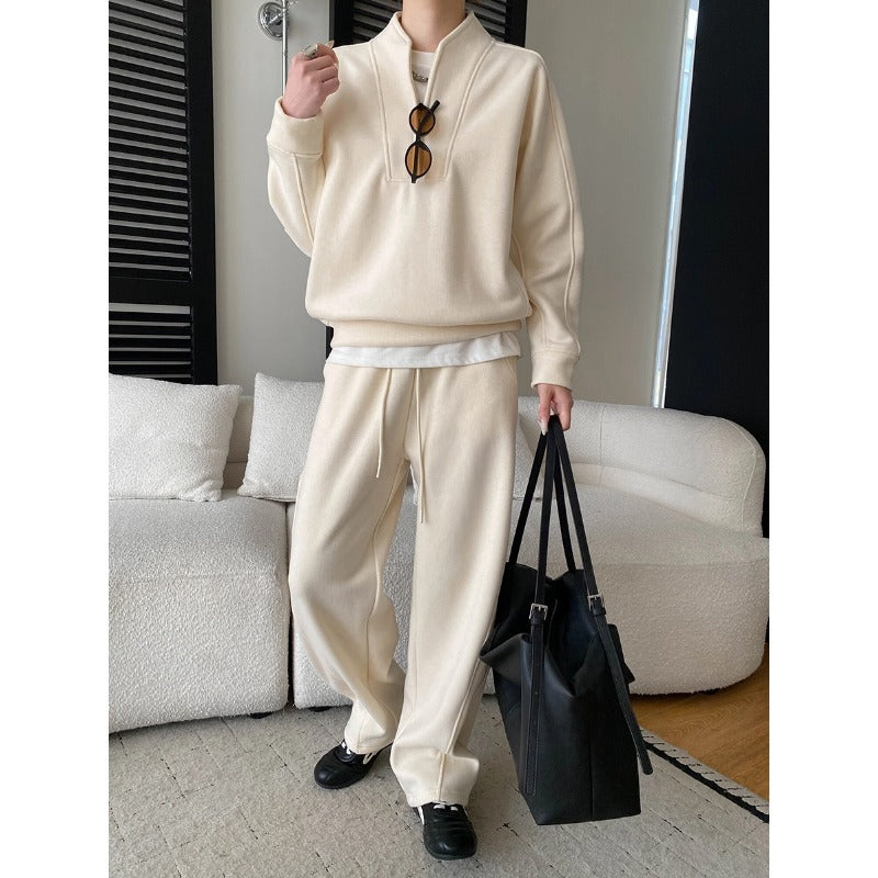 Damen Freizeitanzug Kapuzenpullover Weite Hose Grau Eveloria
