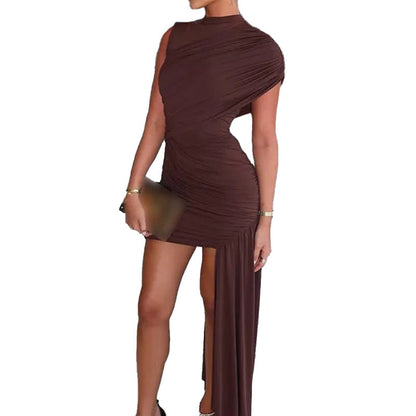 Damen Minikleid Asymmetrisch Raffiniertes Drapieren