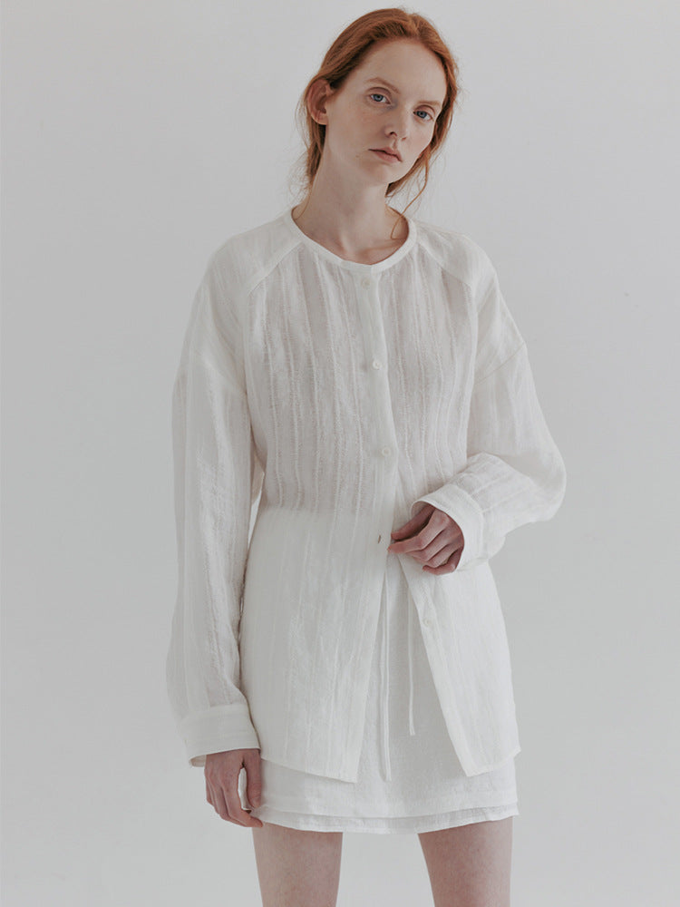 Damen Longshirts Feine Struktur Beige