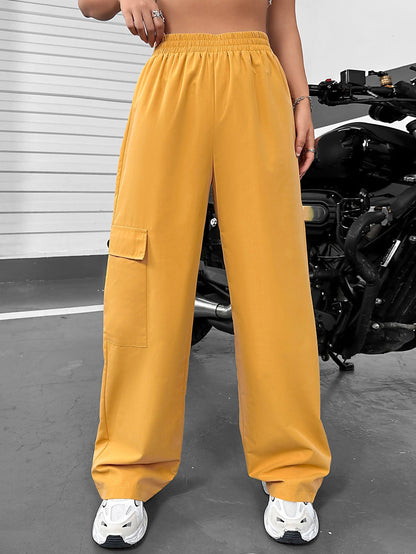 Damen Cargo-Hose Elastischer Bund Seitentaschen Eveloria