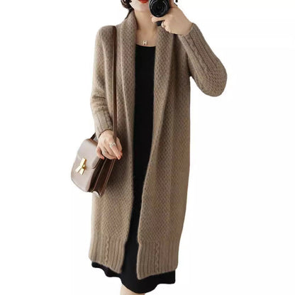 Damen Strickjacke Zopfmuster Offene Front Eveloria