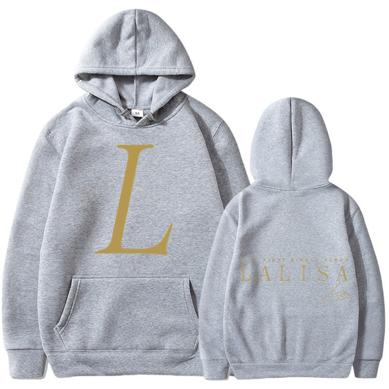 Damen Kapuzensweater mit Initialen-Print und Kängurutasche