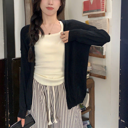 Damen Strickcardigan Lässig Weit Schnitt Beige
