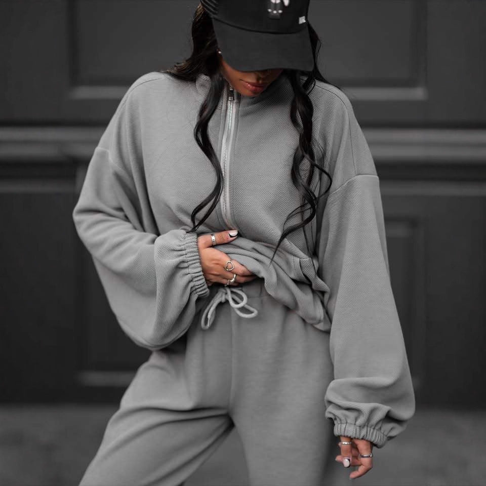 Damen Sweat-Anzug Elastisch Hochkragen Eveloria