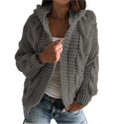 Damen Grobstrick-Cardigan mit Kapuze und tiefen Taschen Eveloria wird