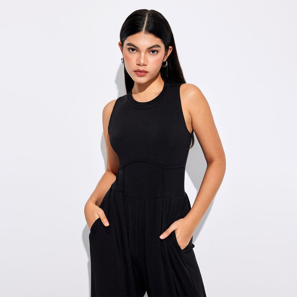 Damen Jumpsuit Hochbund mit Seitentaschen Eveloria