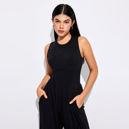 Damen Jumpsuit Hochbund mit Seitentaschen Eveloria
