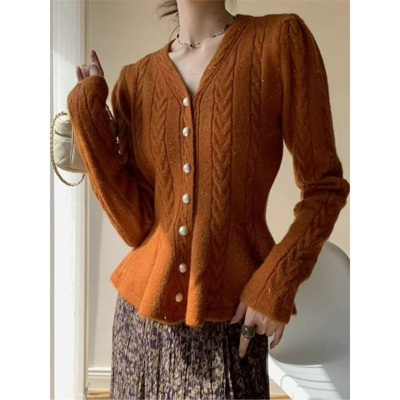 Damen Strickjacke Tailliert Zopfmuster Eveloria