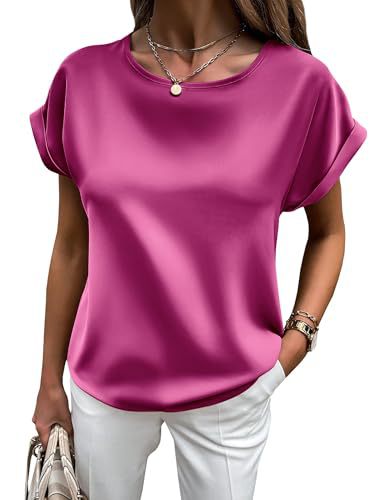 Eveloria Damen Satin T-Shirt Umschlagärmel - Eveloria