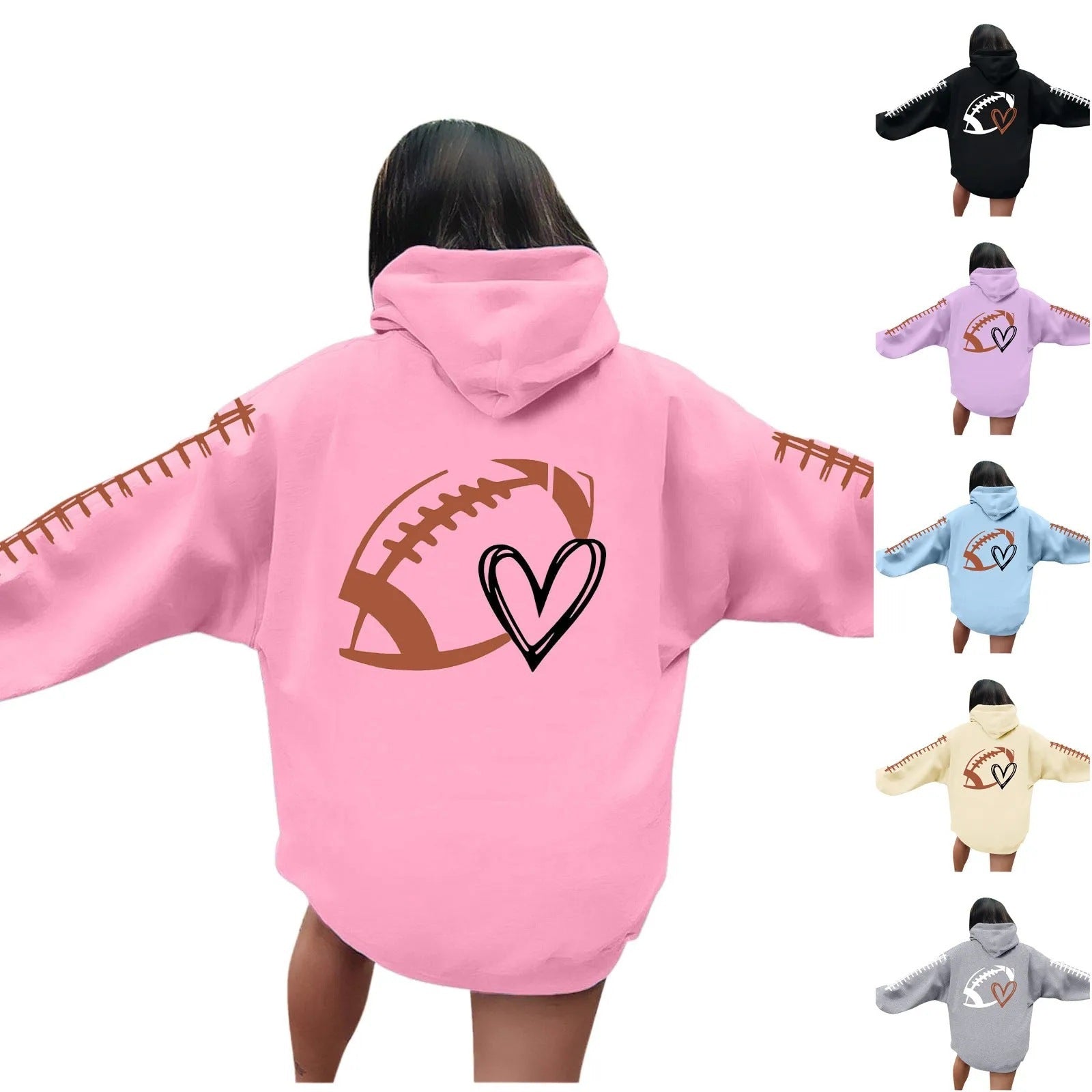 Damen Kapuzenpullover Football-Motiv Lässig Schwarz Eveloria - Eveloria