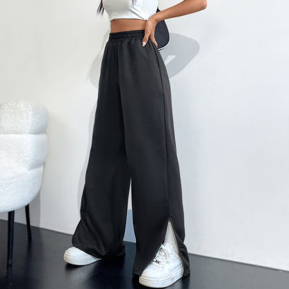 Damen Freizeithose Weit Geschnitten Seitliche Schlitzen Eveloria - Eveloria