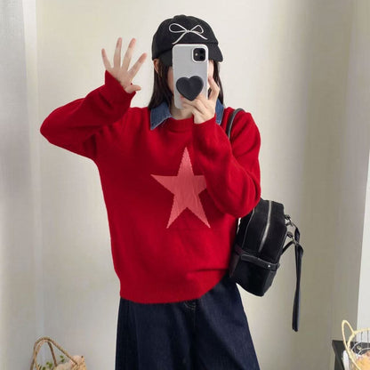 Damen Pullover mit Sternenapplikation Eveloria