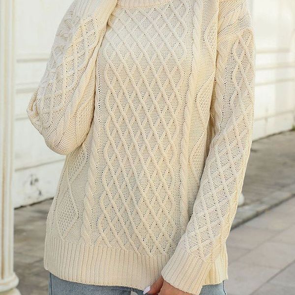 Damen Strickpullover Rautenmuster Eveloria - Eveloria