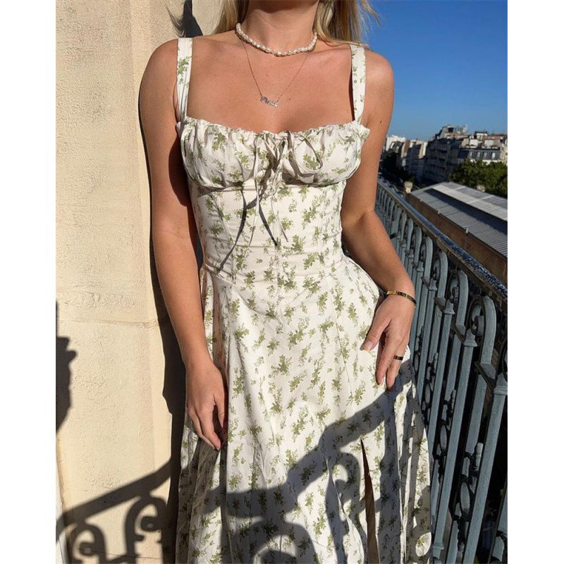 Damen Maxikleid Schulterfrei Rüschendetail Romantisch