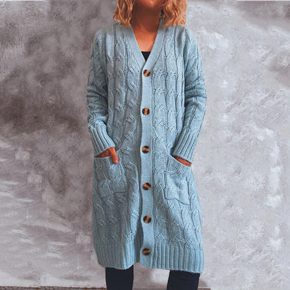 Damen Cardigan Grobstrick mit Taschen und Knöpfen Beige