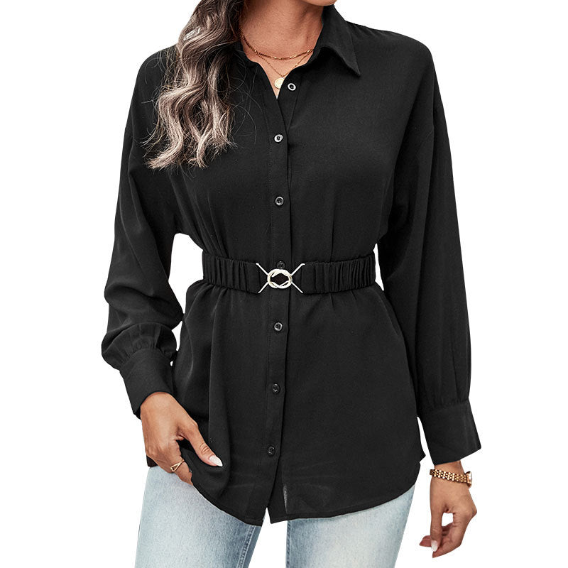 Damen Bluse Elastischer Taillengürtel Eveloria