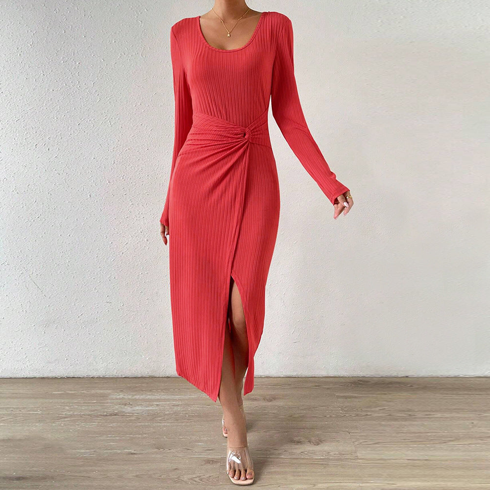 Damen Maxikleid Wickeldesign Seitenschlitz Eveloria