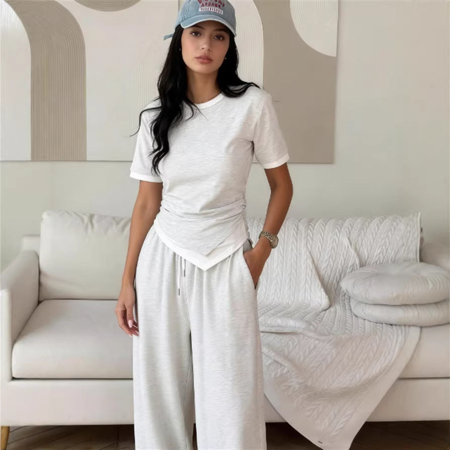 Damen Set Kurzarmshirt und weite Hosen Eveloria