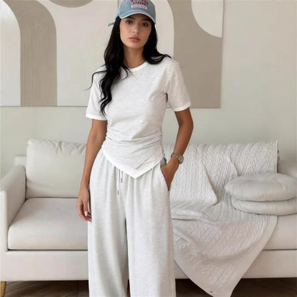 Damen Set Kurzarmshirt und weite Hosen Eveloria