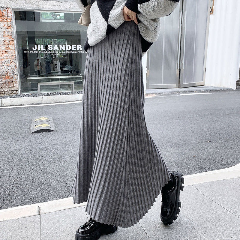 Damen Maxi-Rock Plissee mit Rippenstruktur Eveloria