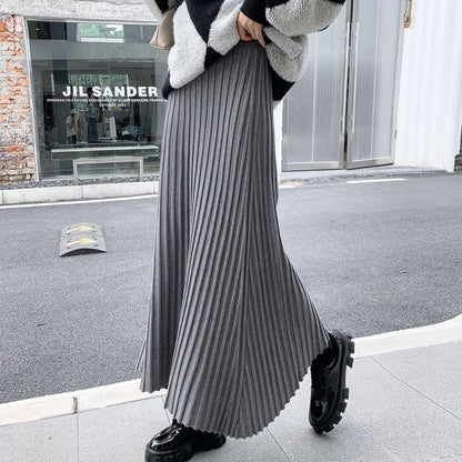 Damen Maxi-Rock Plissee mit Rippenstruktur Eveloria