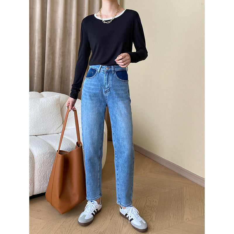 Damen Langarmshirt Rundhalsausschnitt Baumwolle Bequem