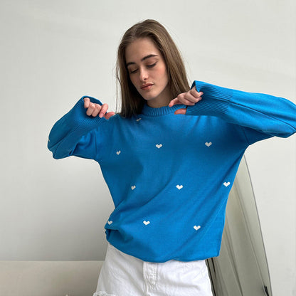 Damen Oversized Pullover Herzmuster Eveloria - Eveloria